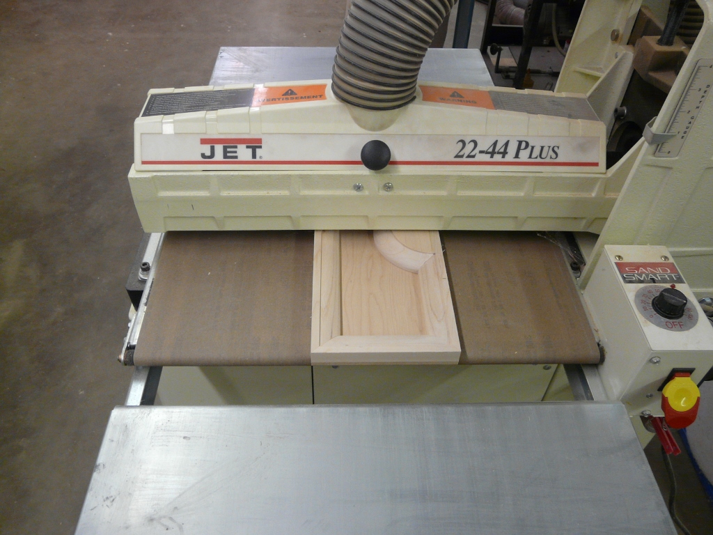 Touching up on the drum sander.