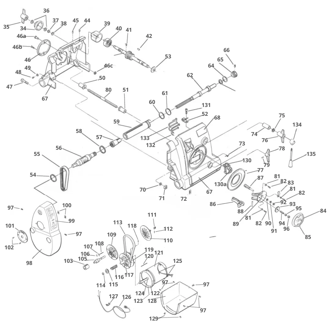 Mark V Conventional Headstock Service Parts exploded diagram