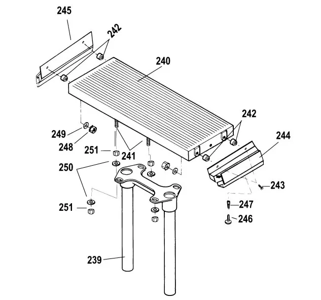 Extension & Floating Tables Service Parts exploded diagram