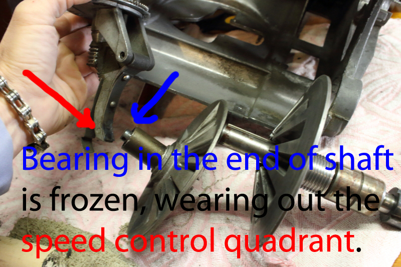 20 - frozen sheave bearing, damaged quadrant